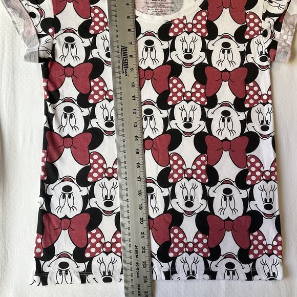 Disney Women Shirt M White Graphic Print Minnie Mouse Logo Crew Neck Pullover - Picture 5 of 6